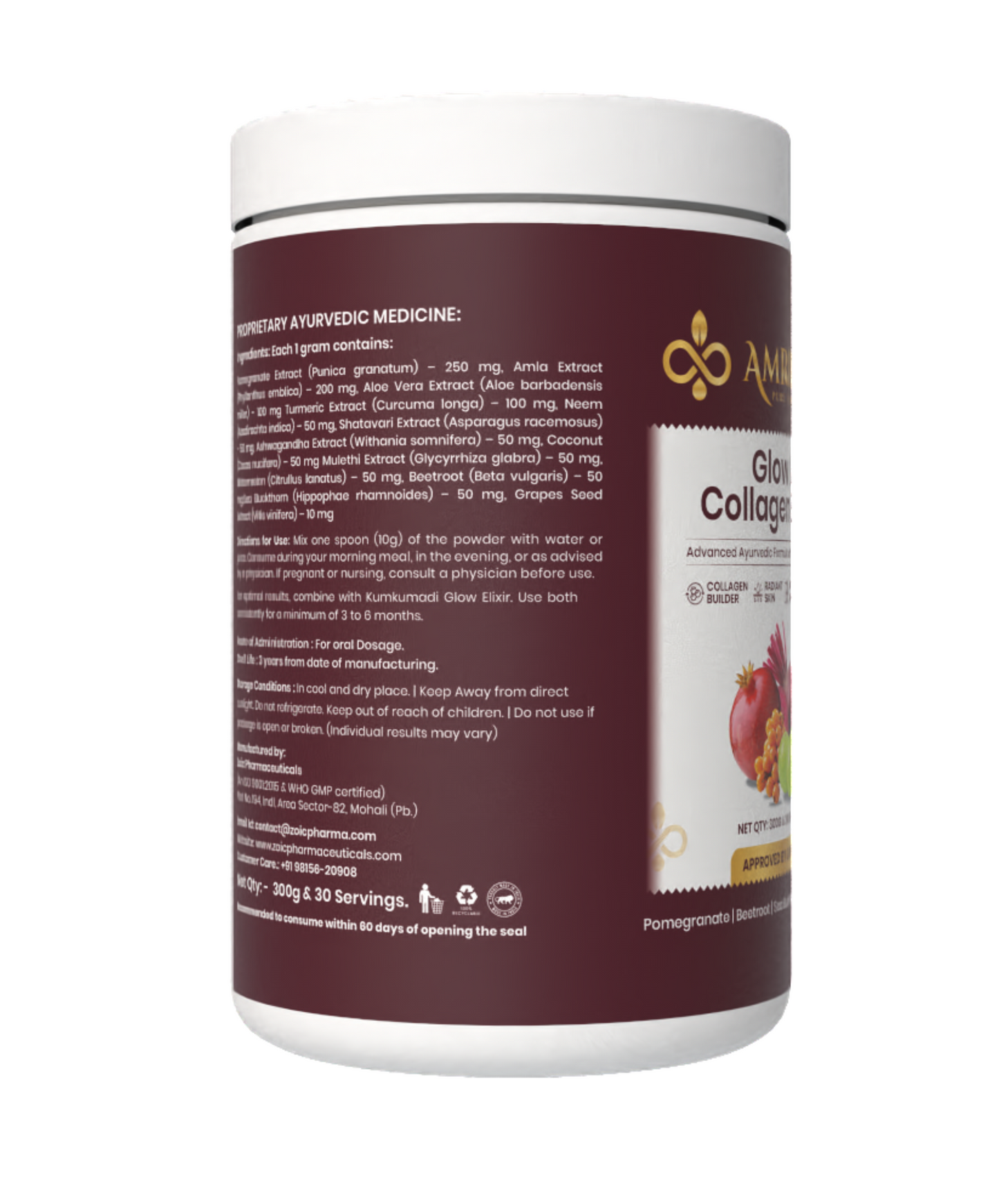 Natural collagen supplement by Amrithya to boost skin glow backend