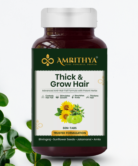 Amrithya Thick & Grow – Ayurvedic hair growth supplement to reduce hair fall and support thicker, stronger hair